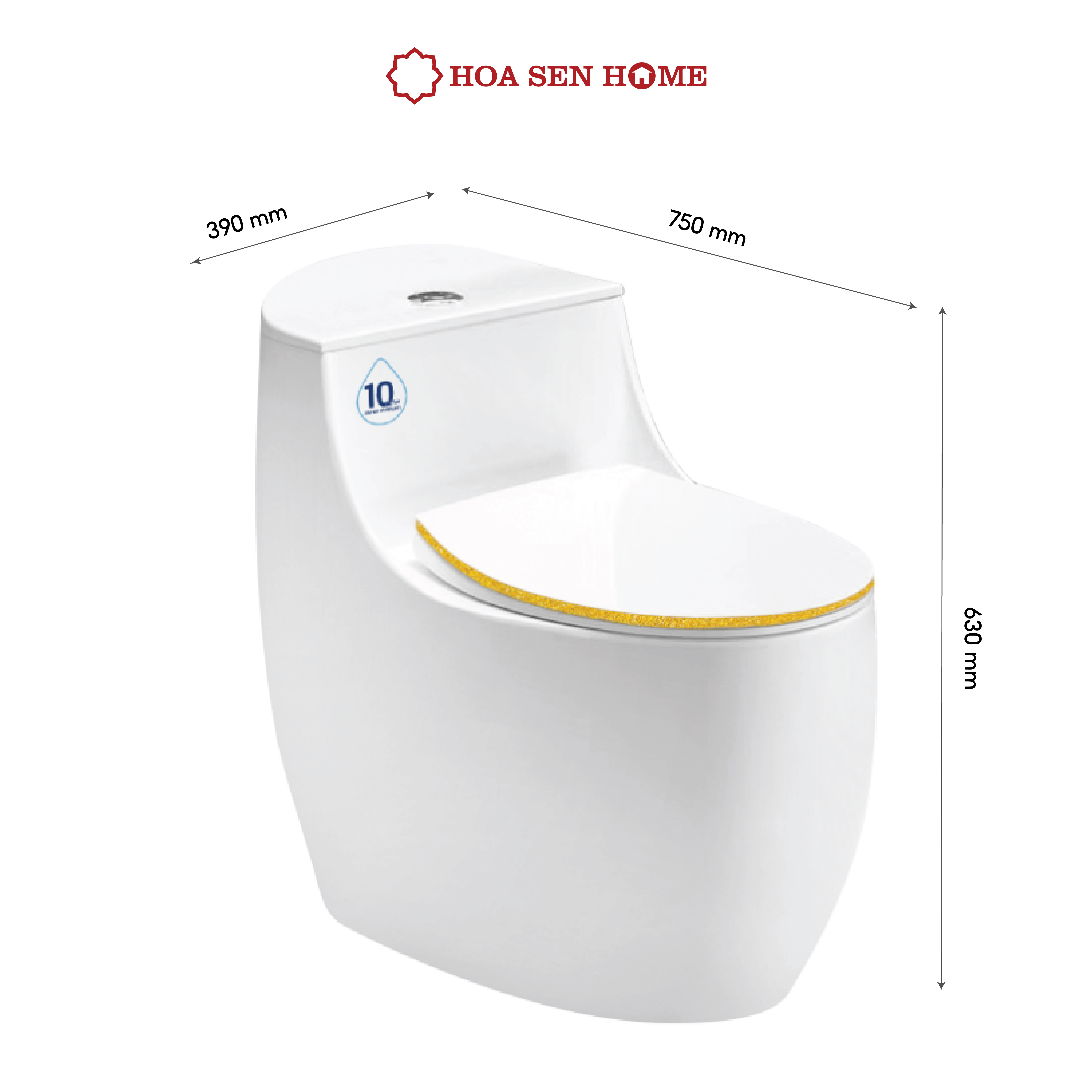 Bồn cầu trứng một khối TUSLO PRO COCT010 xả xoáy lỗ đôi mạnh mẽ, xả sạch chất thải vượt trội - Hoa Sen Home - Hàng chính hãng