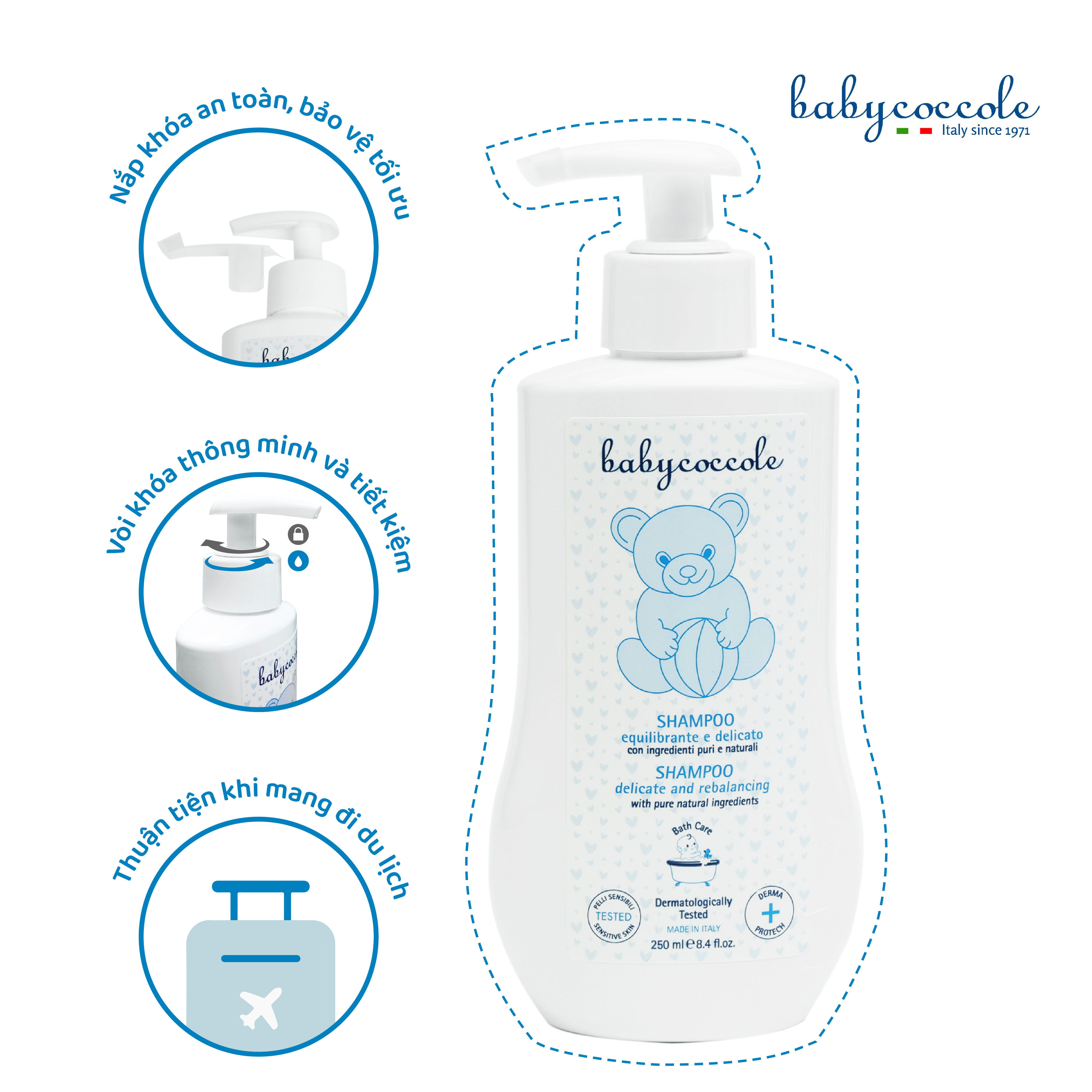 Dầu gội chiết xuất hoa sen Babycoccole 250ml 0M+