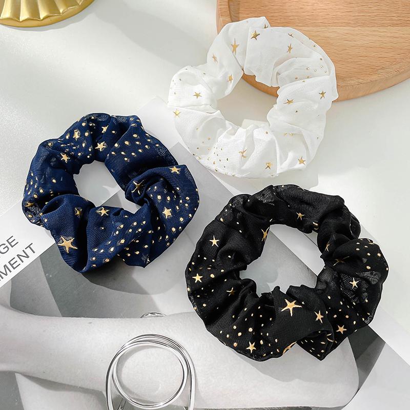 Scrunchies cột tóc, buộc tóc sợi lưới, họa tiết ánh sao, nhiều màu thanh lịch PK1023