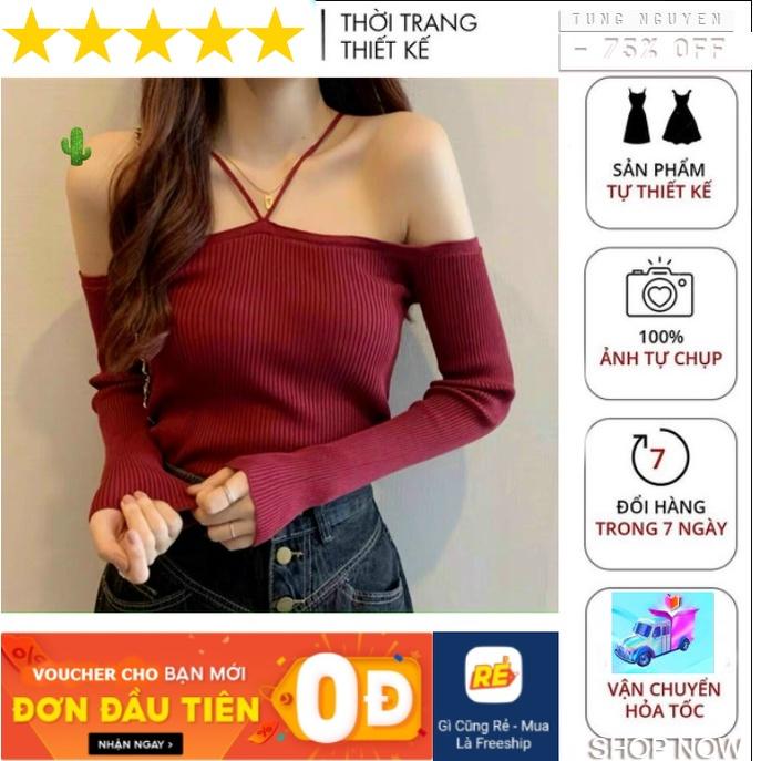 Áo Bẹp Vai Tay Dài Dây Kiểu Thời Trang PK