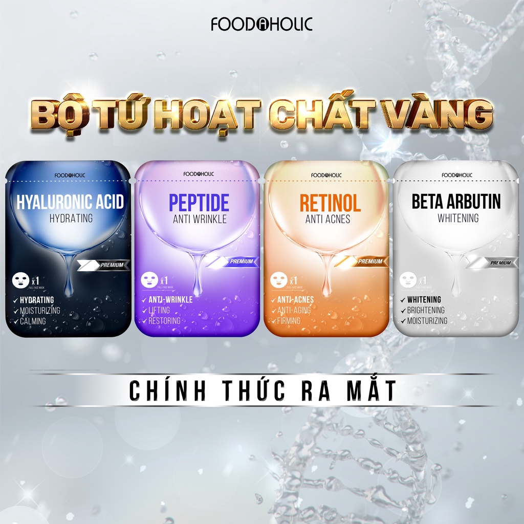 Combo 10 Mặt Nạ Dưỡng Trắng, Làm Đều Màu Da FOODAHOLIC BETA ARBUTIN WHITENING MASK 23ML x10