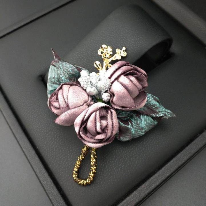 Cài áo thời trang hoa lụa Vintage dễ thương