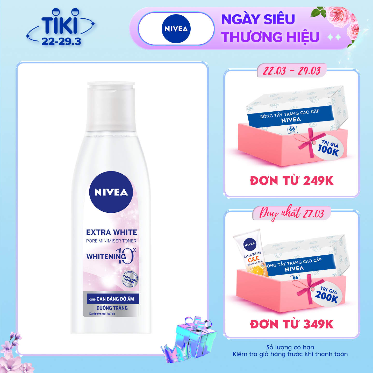 Nước Cân Bằng NIVEA Extra White Dưỡng Trắng Da &amp; Se Khít Lỗ Chân Lông (200ml) - 86720