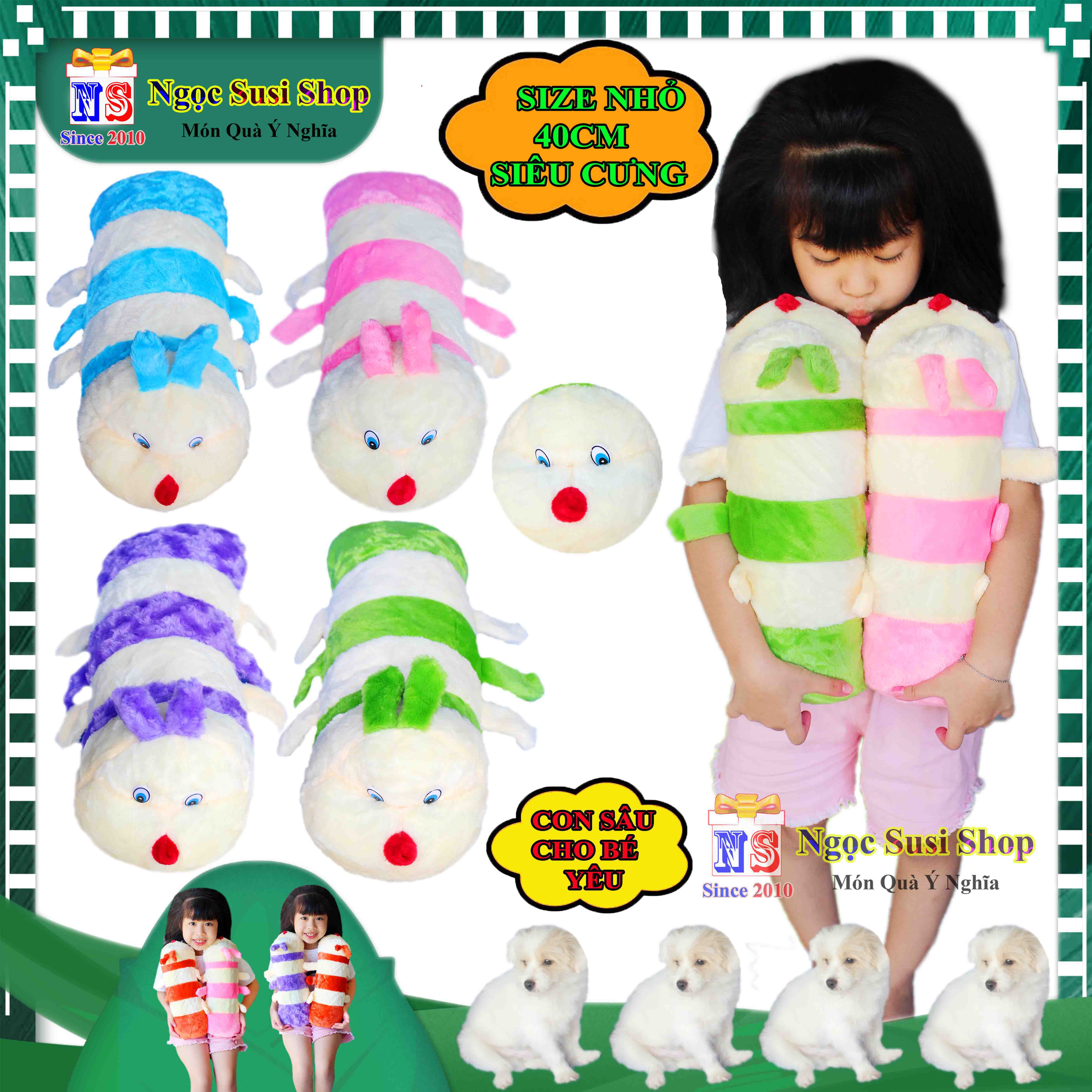 THÚ NHỒI BÔNG CON SÂU SIZE NHỎ CHO BÉ ÔM NGỦ SIÊU CƯNG - GẤU BÔNG HÌNH CON SÂU