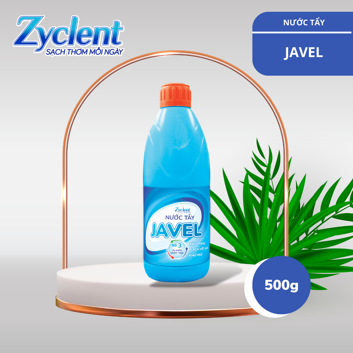 Thùng Nước tẩy trắng quần áo, tẩy vết ố vàng JAVEL Zyclent - (500G x 24 CHAI)