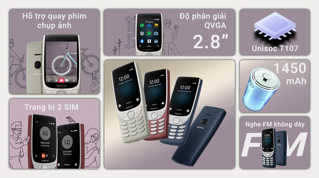 Điện thoại Nokia 8210 4G - Hàng chính hãng