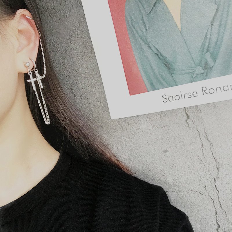 Bông tai unisex ba điểm đeo dáng ôm thời trang bao ngầu
