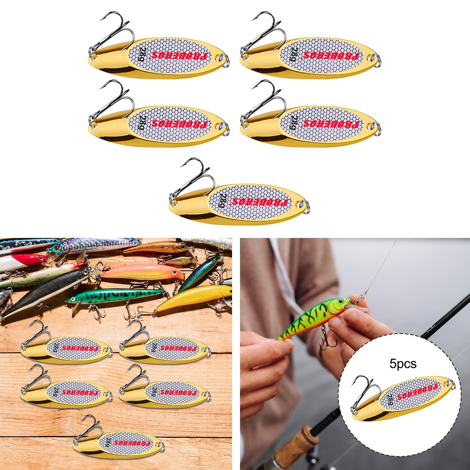 5 Pieces Fishing Spoons Lures Jigging Baits Hard with  Hooks Metal Casting Spoons Bass Baits and Lures for Trout Pike Fishing Equipment