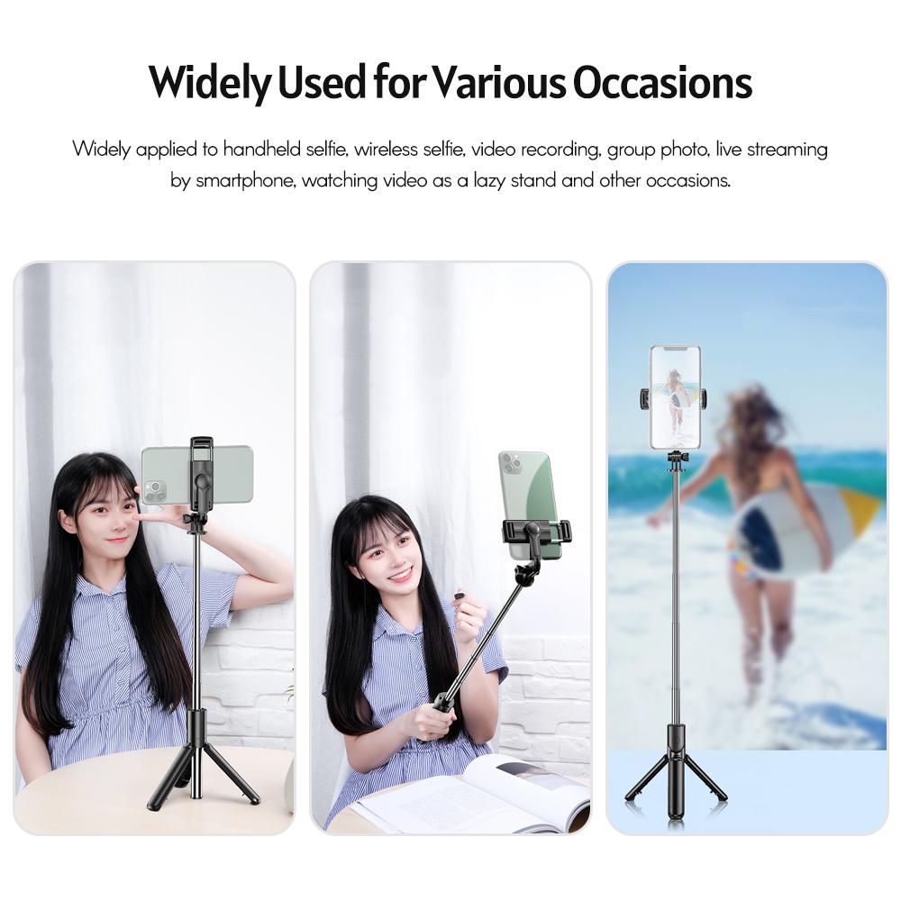 Gậy chụp ảnh tự sướng có thể mở rộng mini 5 phần được tích hợp với giá ba chân để bàn với điều khiển từ xa BT Tương thích với Huawei