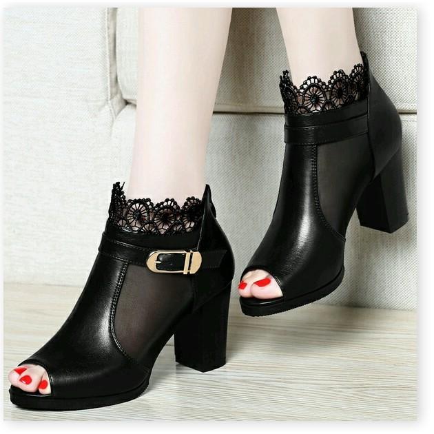 SALE GIÁ SOCK - Giày boots phối ren hoa hàng cao cấp loại I