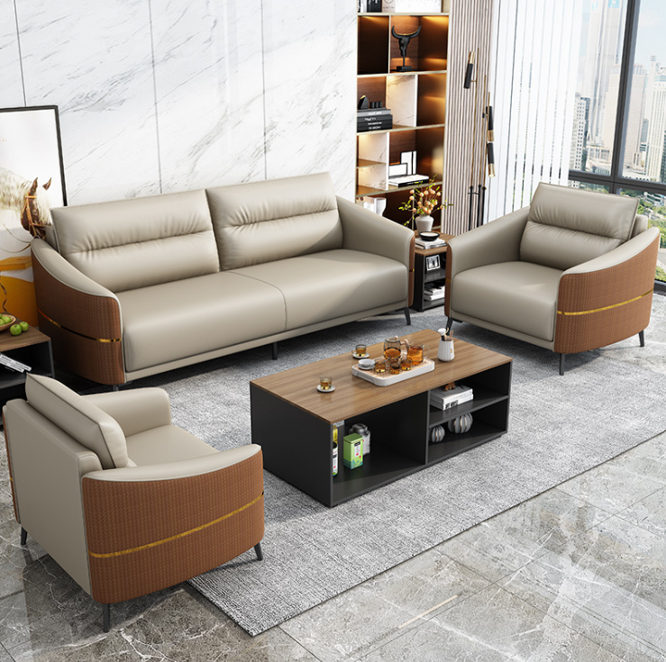 Bộ sofa da văn phòng cao cấp Tundo kèm ghế đơn HVPCT-21