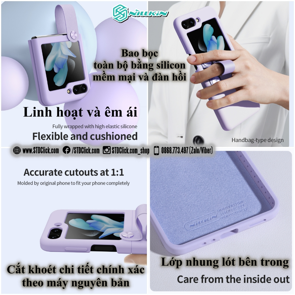 ỐP LƯNG DÀNH CHO ĐIỆN THOẠI SAMSUNG GALAXY Z FLIP 5 5G NILLKIN Flex Flip Finger Strap liquid silicone