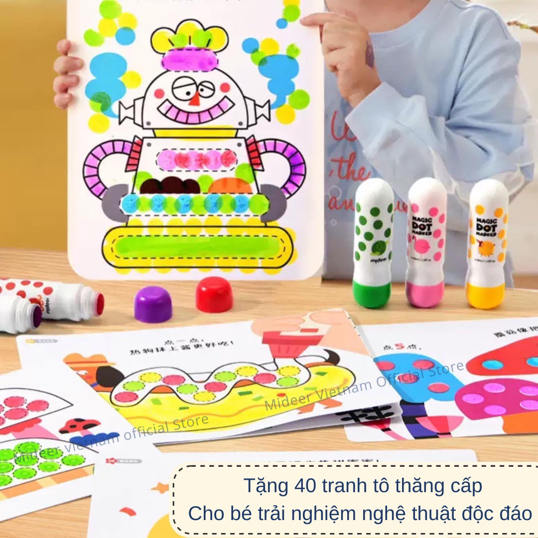 Bút chấm màu Dot cho bé Mideer Magic Dot Marker, Bút dạ nước cho bé 2,3,4,5 tuổi