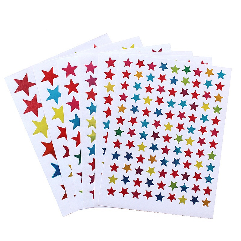 Bộ 10 tấm sticker hình ngôi sao nhiều màu 1080 ngôi sao