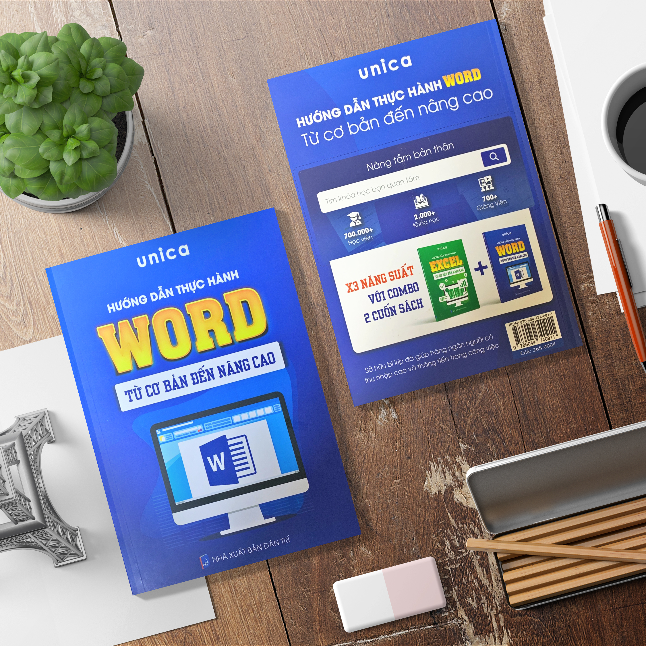 Sách Word Tin học văn phòng Unica, Hướng dẫn thực hành từ cơ bản đến nâng cao, in màu chi tiết, TẶNG video bài giảng