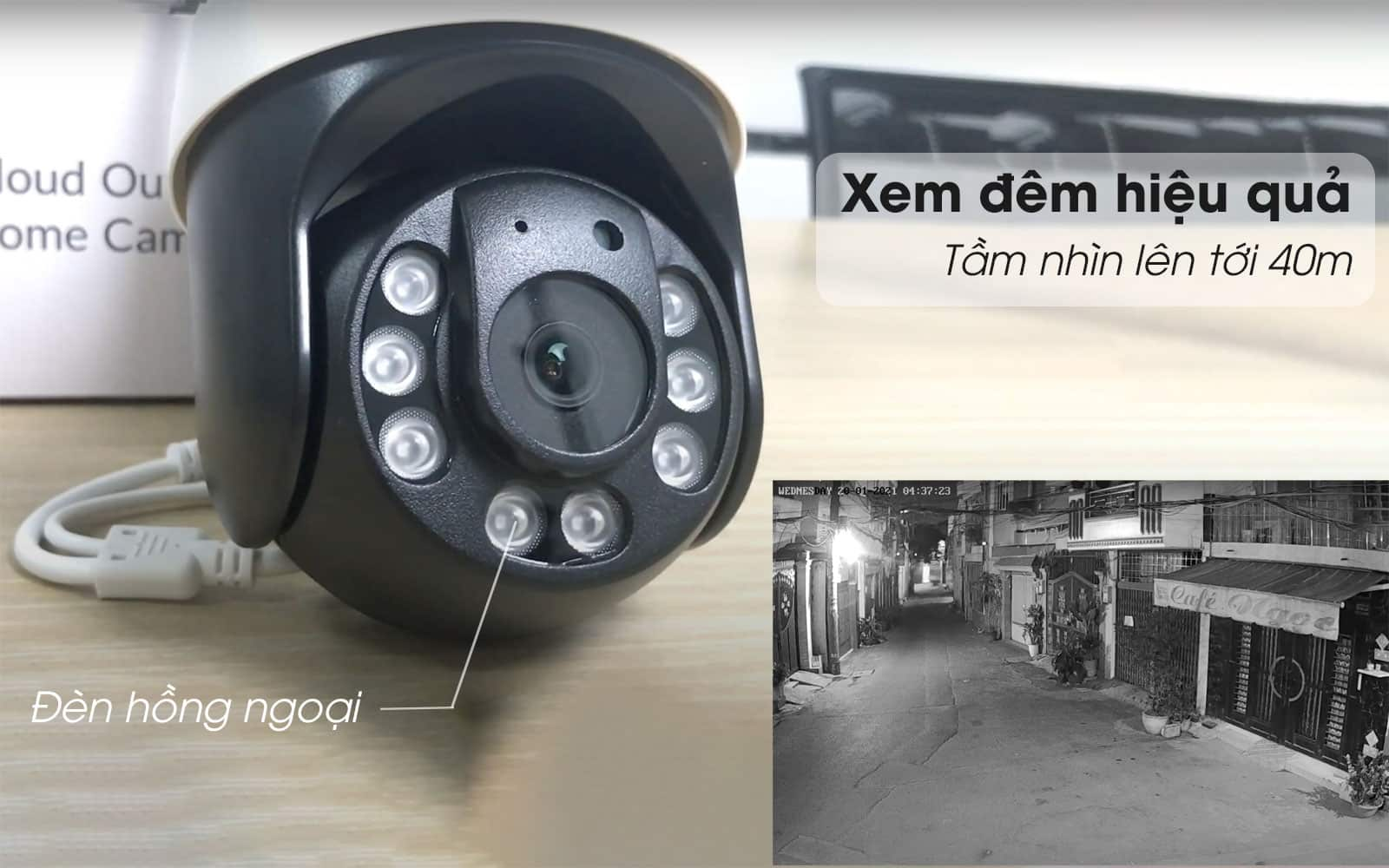 Camera dùng sim 4G EBITCAM xoay 360 độ ngoài trời đàm thoại 2 chiều ET843 - Hàng chính hãng