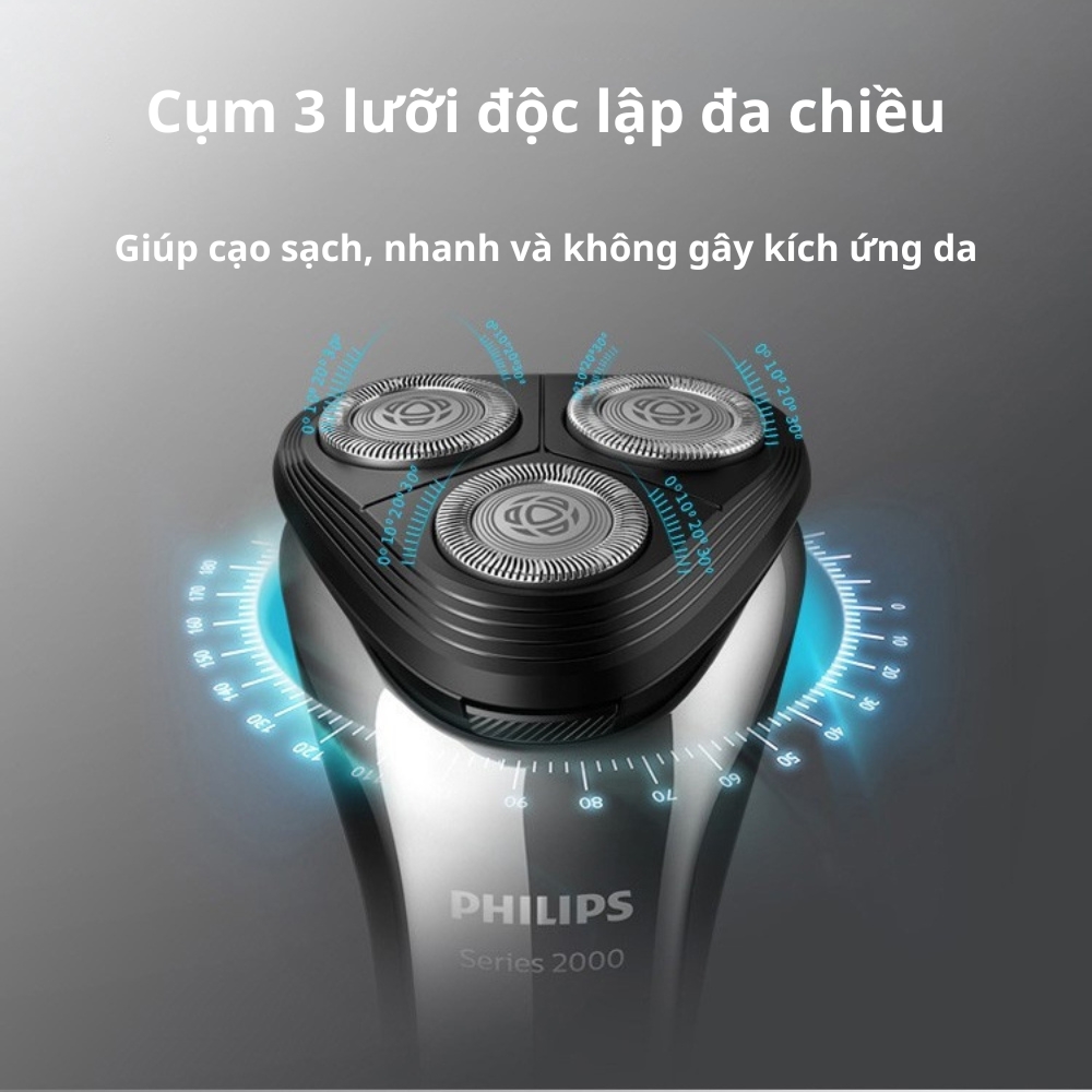 Máy cạo râu điện Philips S2302 - Bản nâng cấp của S1301 S1203, cạo khô &amp; ướt, Pin sạc nhanh - Hàng nhập khẩu