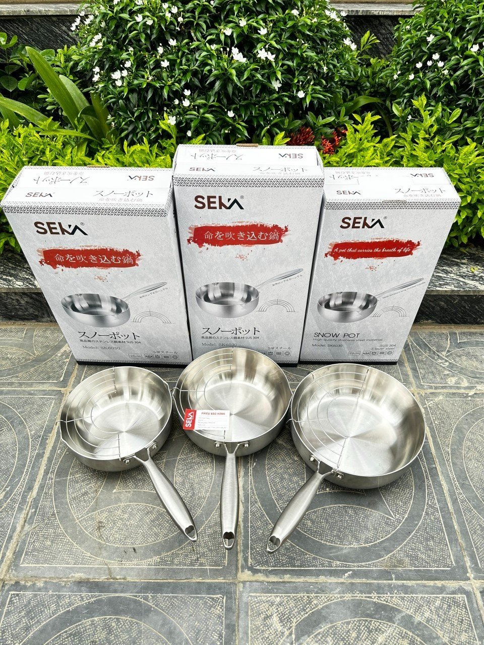 Chảo inox Nguyên Khối, Chảo Chống Dính Đáy Từ 22, 24, 26cm SEKA Nhật Bản Dùng Được Mọi Loại Bếp - Hàng Chính Hãng