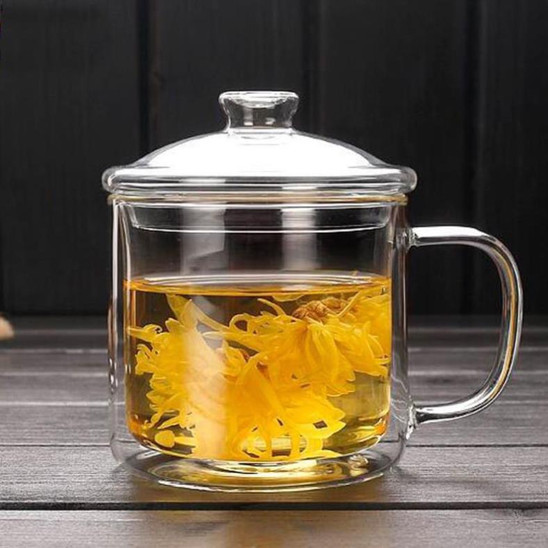 Ly Thủy Tinh 2 Lớp Cao Cấp Có Nắp 380ml, 500ml