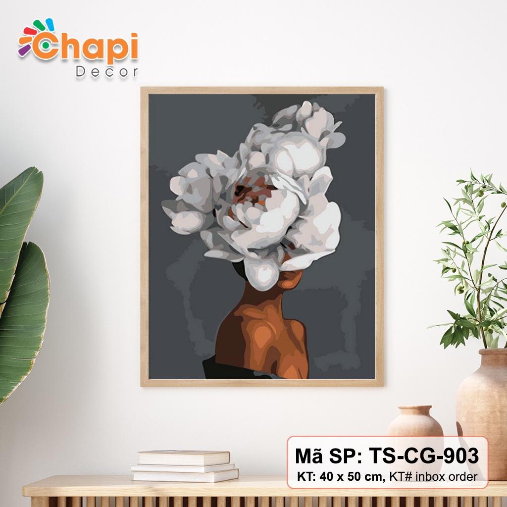 Tranh tô màu số hóa Chapi Cô Gái Nghệ Thuật Bắc Âu KT 40x50cm đã cằng khung, Có dầu bóng