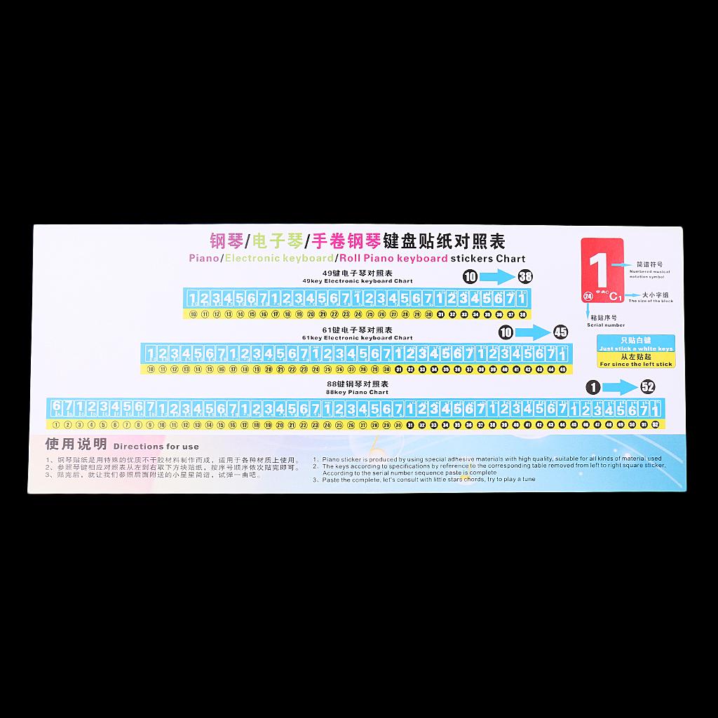 49/61 Key Electronic Piano Sticker 88 Key Music Note Piano Keyboard Stickers