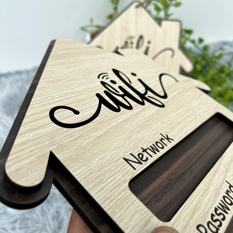 Bảng ghi mật khẩu wifi bằng gỗ trang trí decor phong cách mới lạ cho quán, homestay, nhà hàng