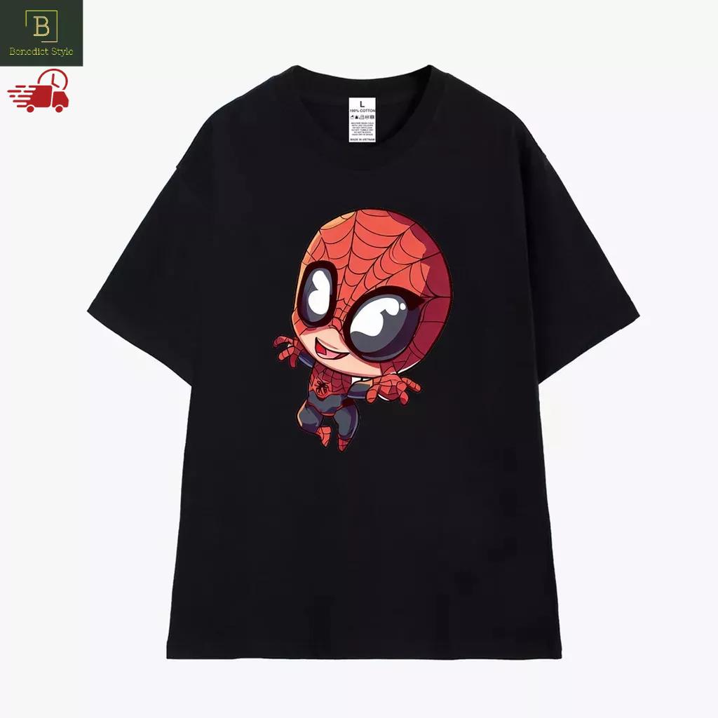 Áo thun tay lỡ unisex áo phông nam nữ oversize hình Spider man mini vui nhộn