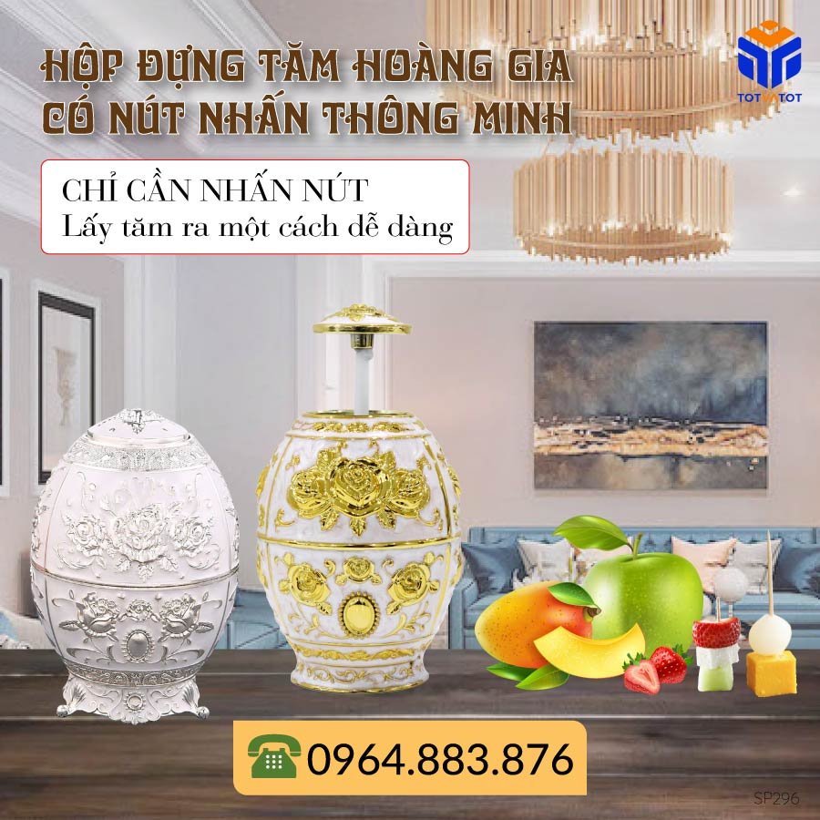 Lọ đựng tăm nắp bật chất liệu hợp kim