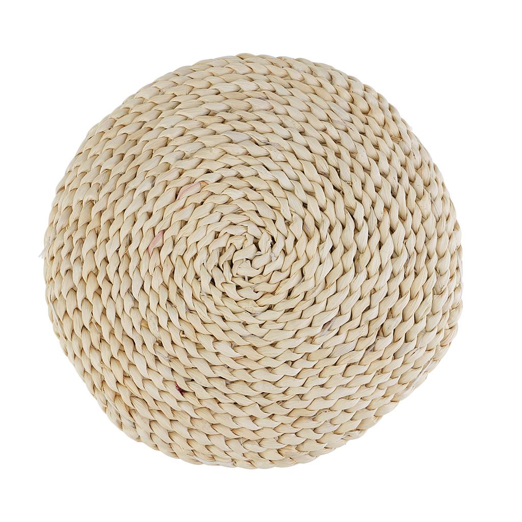2xHot Natural Straw Round Pouf Tatami Cushion Meditation Yoga Mat Zafu Cushion