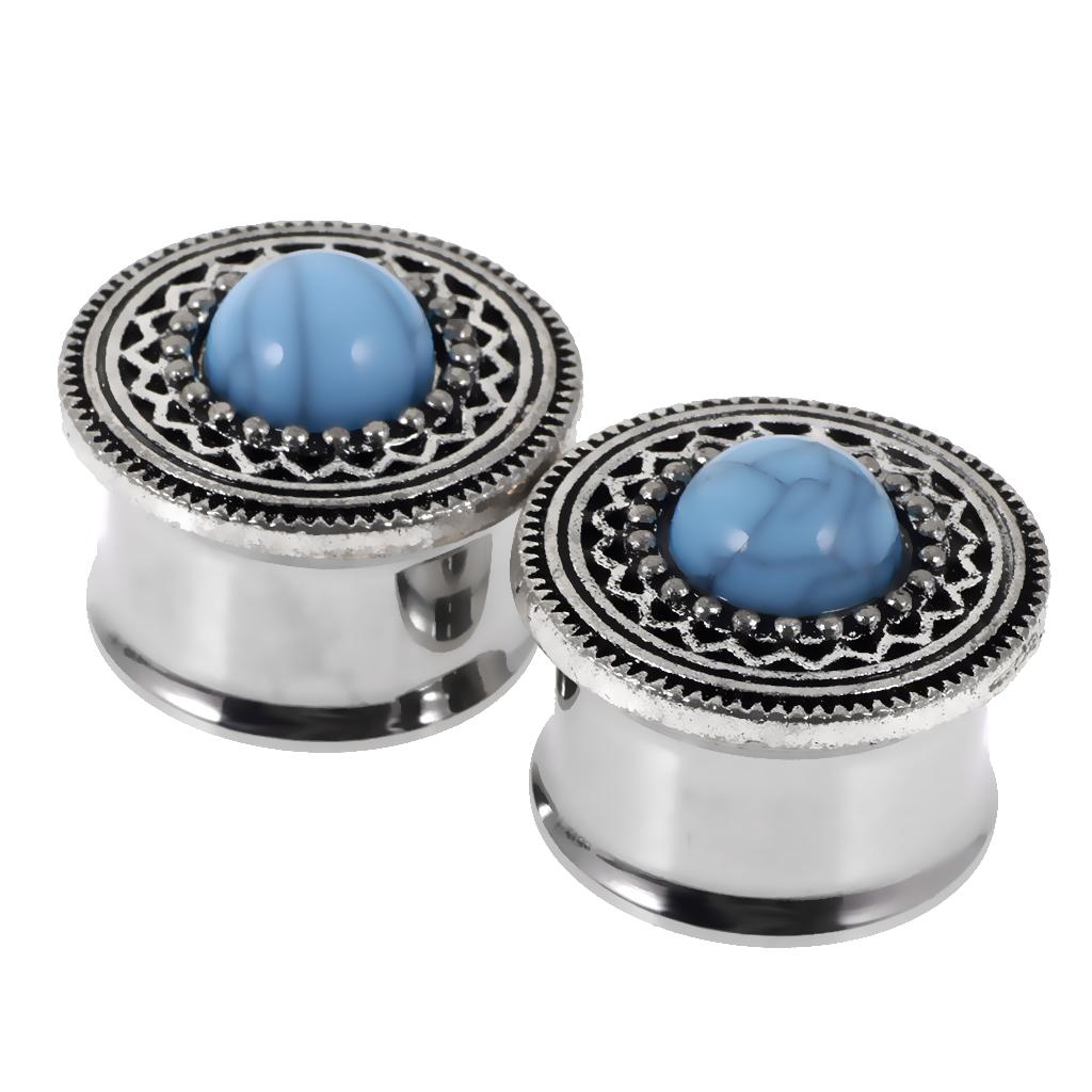 Ear Piercing Screw Fit Ear Stretcher Flesh Tunnel with Blue Turquoise