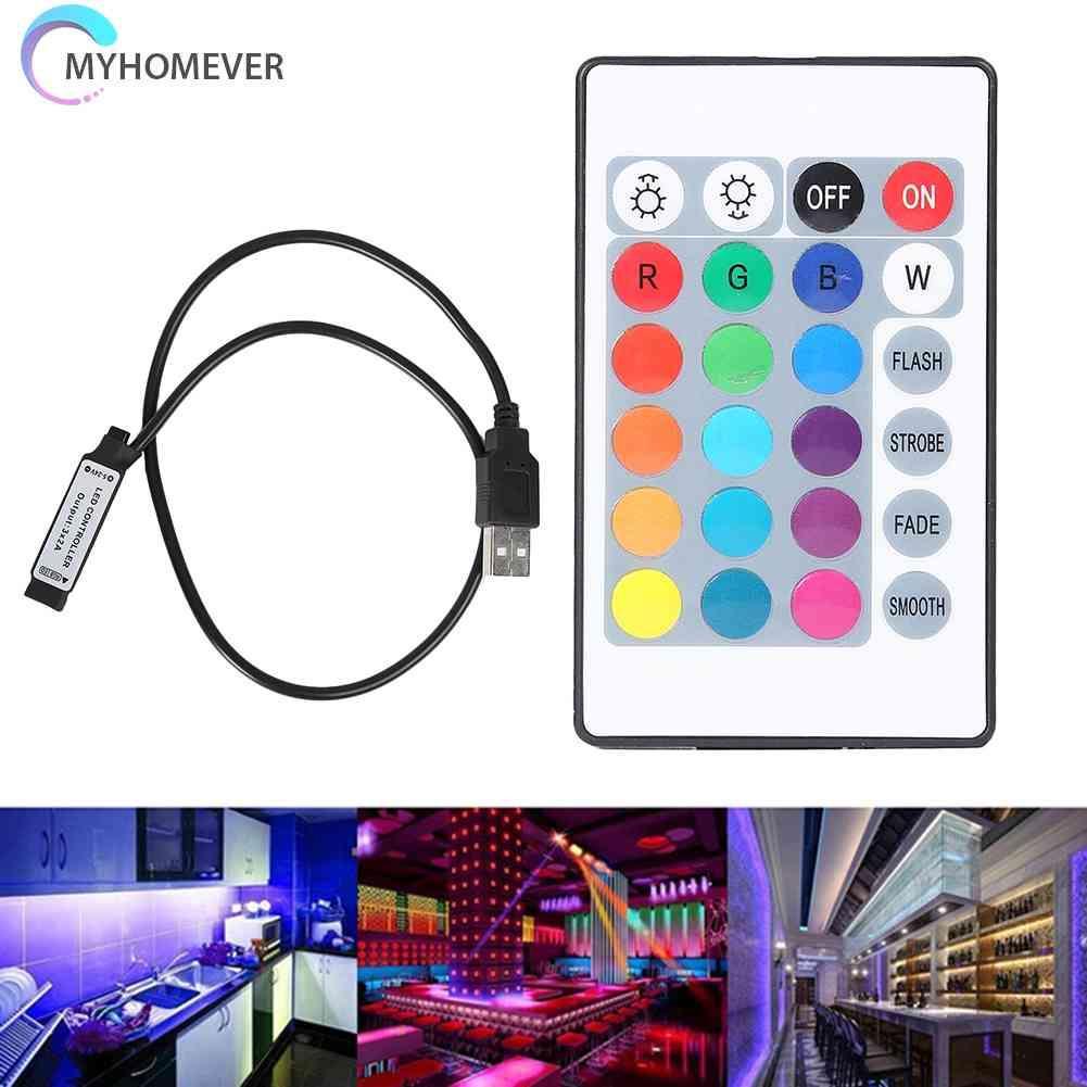 Bộ Điều Khiển Đèn LED Dây Gồm 24 Nút Bấm Và USB RGB 5-24V