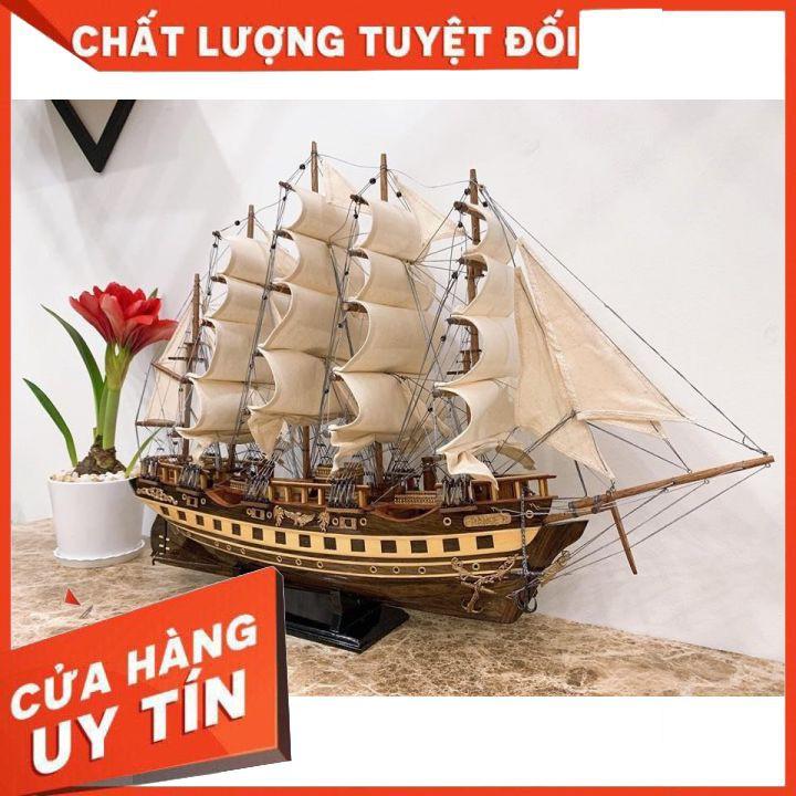 Mô hình thuyền gỗ trang trí - Thuyền gỗ FRANCE của Pháp - Dài 79cm - Gỗ Muồng Đen