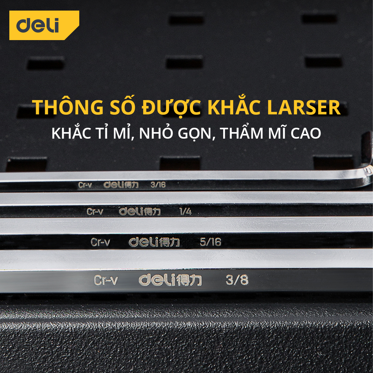 Bộ Lục Giác Đầu Bi Deli Cao Cấp 9 Chiếc 1/16 - 3/8 inch - Nhỏ Gọn, Tiện Lợi, Dễ Dàng Mang Theo Sử Dụng - DL2176