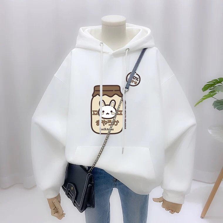 Áo hoodie nam nữ sữa thỏ chất nỉ bông siêu dày , phom rộng size từ 37 đến 65kg