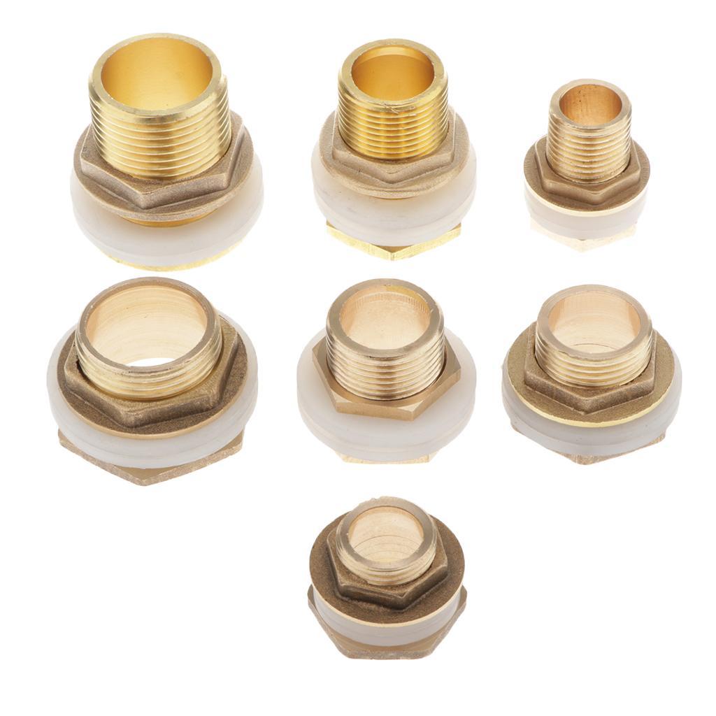 2-8pack Brass Water Tank Connector Bulkhead Fitting with Rubber Ring DN15 24mm