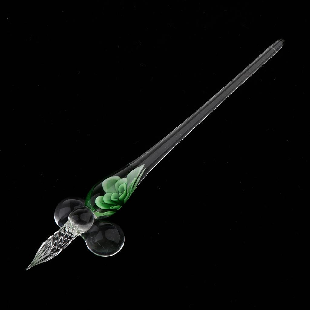 Crystal Glass Dip Pen Signature Pen Pen for School Office Stationery Green