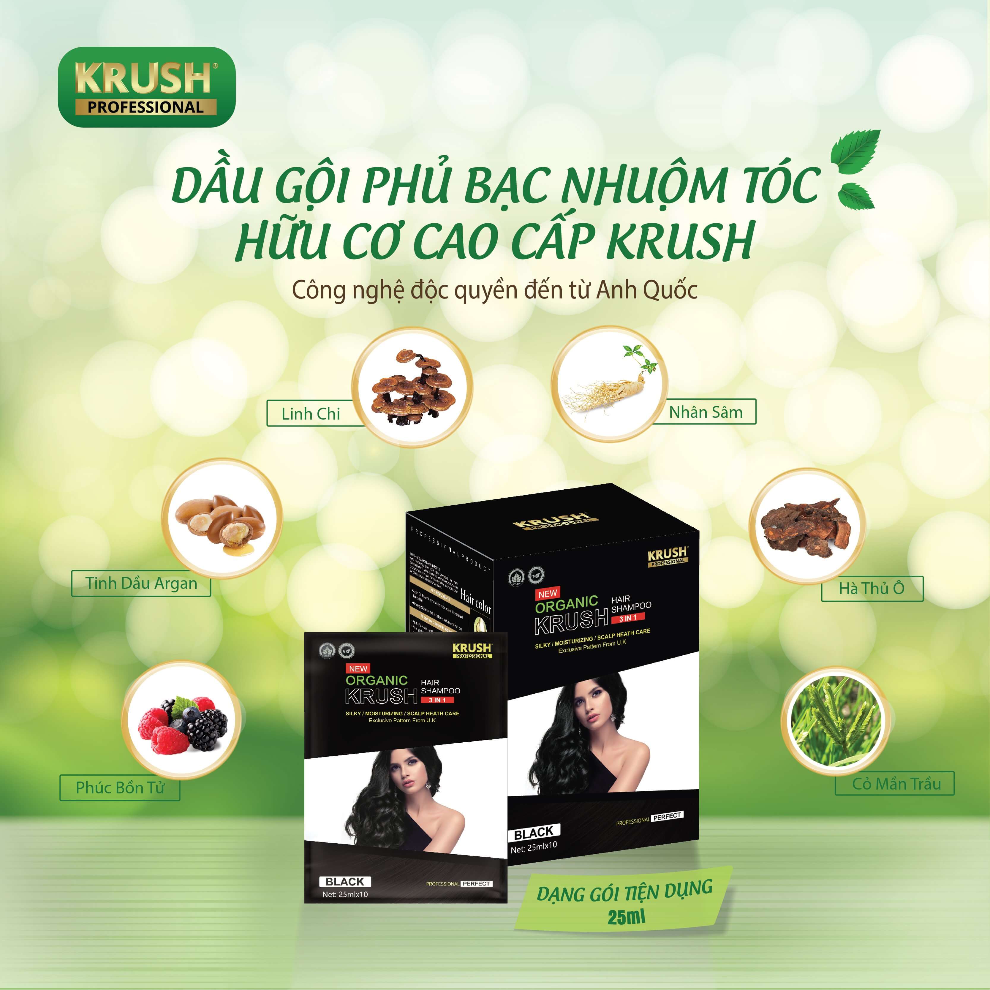 Gói dầu gội nhuộm tóc hữu cơ cao cấp Krush Anh Quốc