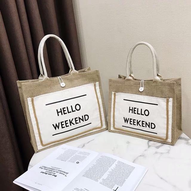 Túi  xách nữ túi cói HELLO WEEKEND