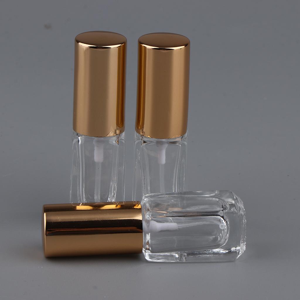 3x 3ml Empty Glass Spray Bottle Pump Fine Mist Perfume Atomiser Black Caps