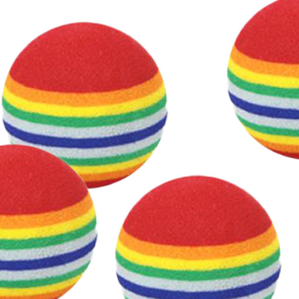 10Pcs EVA Foam Golf Balls Rainbow Stripe Swing Practice Training Aids Sports