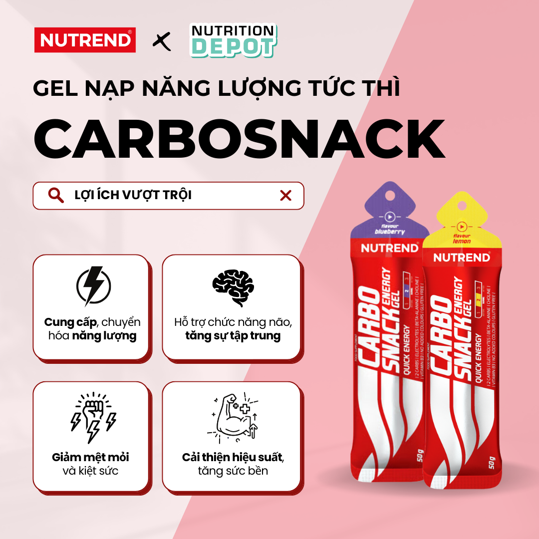 Gel nạp năng lượng tức thì Nutrend Carbosnack Fast Energy Gel (18 gói x 50g) - Nutrition Depot VN