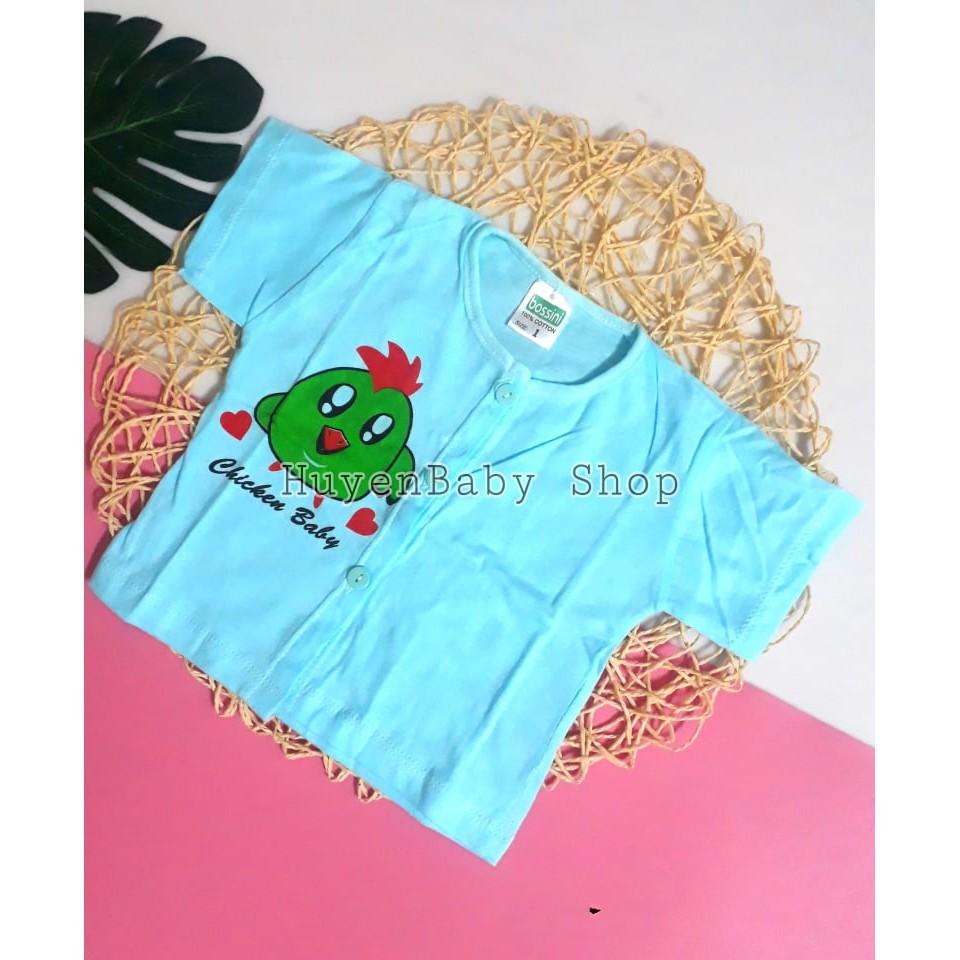 Bộ 10 Áo sơ sinh màu tay ngắn cúc giữa cho bé từ sơ sinh đến 11,5kg loại đẹp