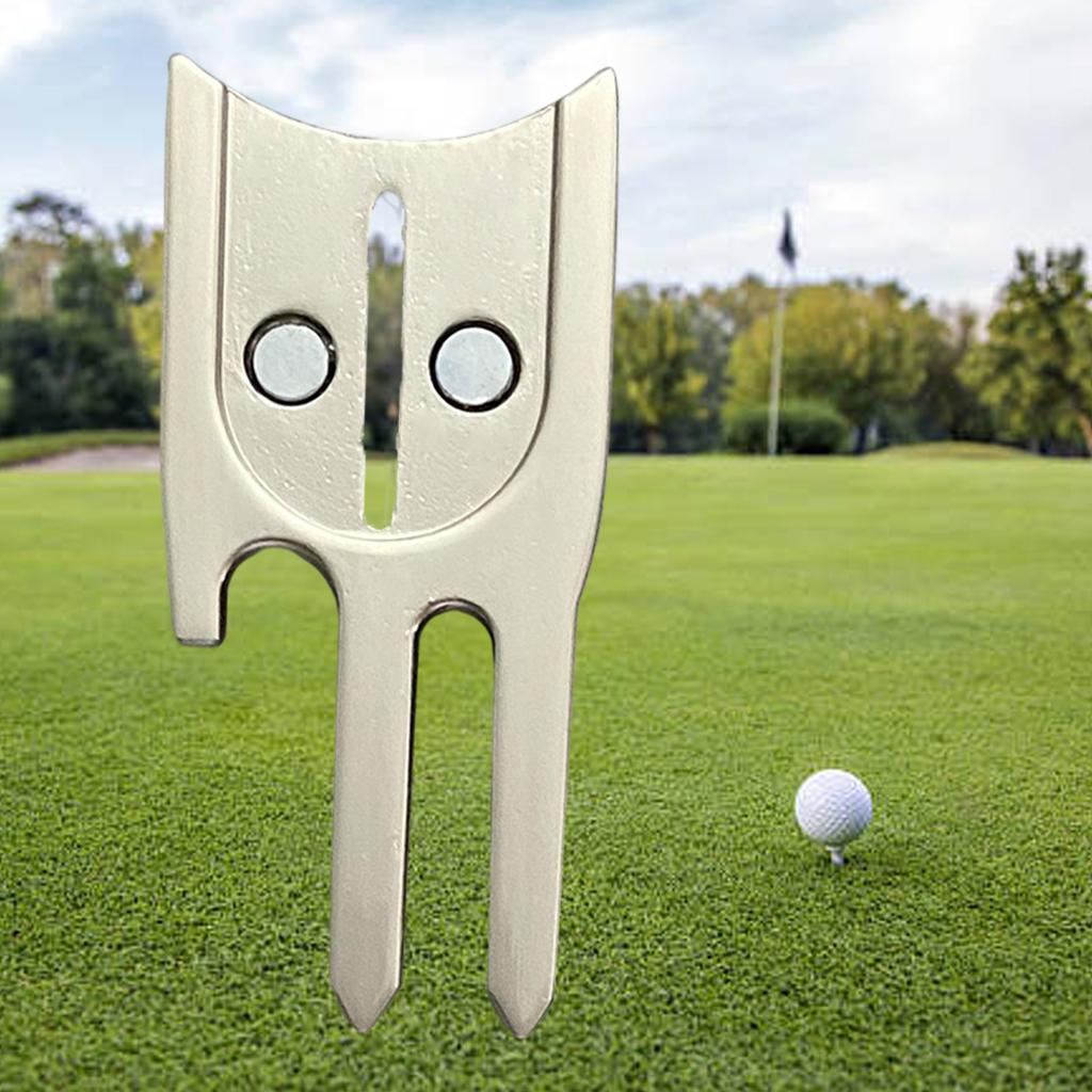 Golf Divot Tool Ball Marker Bottle Opener Green Repair Fork Golden