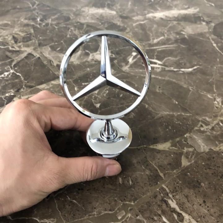 Logo nắp capo đầu xe ô tô Mercedes, loại hàng cao cấp - Chất liệu: Hợp kim mạ crom