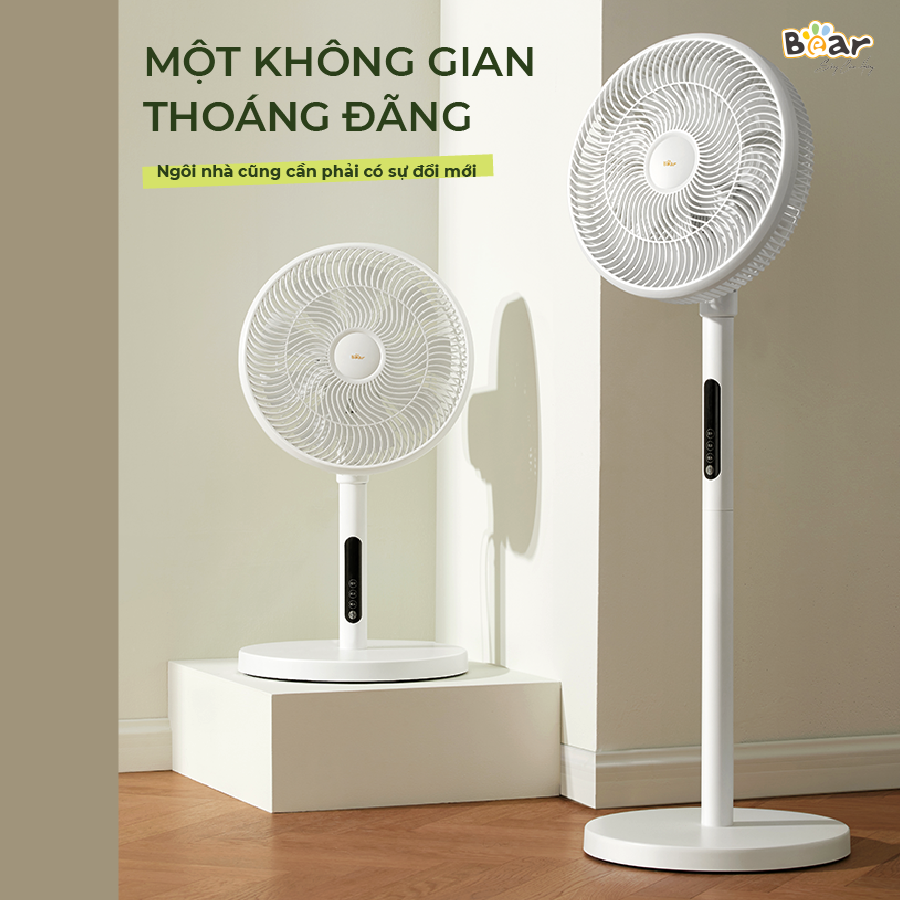 Quạt Điện Đứng Bear DFS-D47F2 47W Màu Trắng Chống Ồn Điều Khiển Từ Xa Tiết Kiệm Điện Sang Trọng Quạt Cây Đứng hàng chính hãng