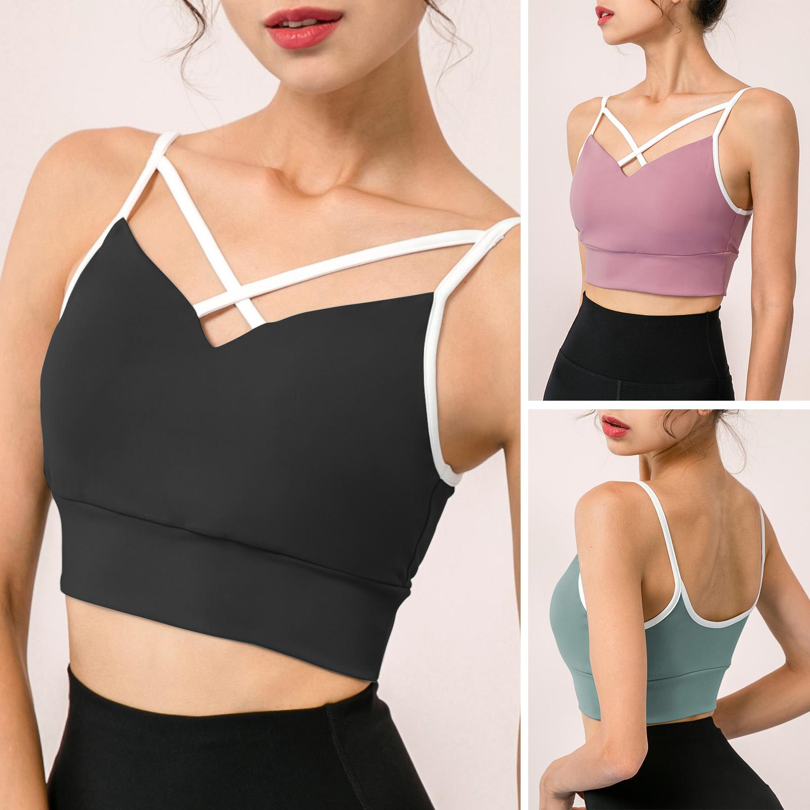 Áo Crop Tops Spaghetti cho nữ có Dây đai chéo, lưng chữ U có thể tháo rời phù hợp để chạy, khiêu vũ, thể dục, yoga