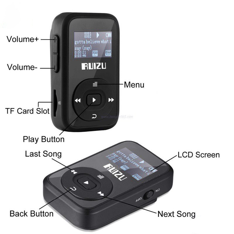 Ruizu X26 - Máy Nghe Nhạc Lossless Thể Thao, Hỗ Trợ Ghi Âm, FM, Bluetooth 4.0 - Hàng Chính Hãng