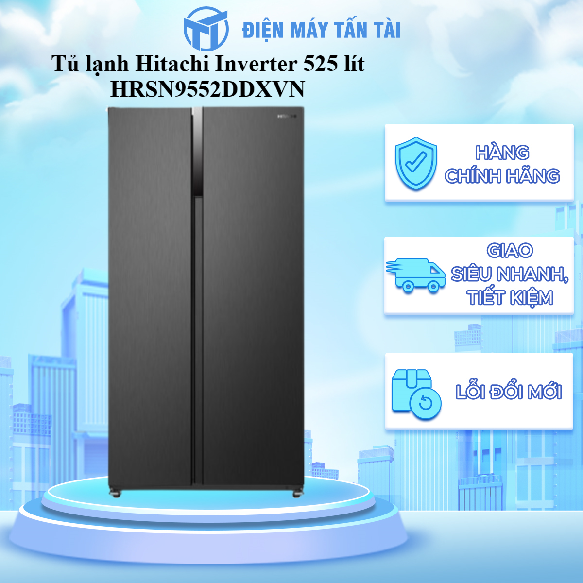 Tủ lạnh Hitachi Inverter 525 lít HRSN9552DDXVN - Hàng chính hãng - Chỉ giao HCM