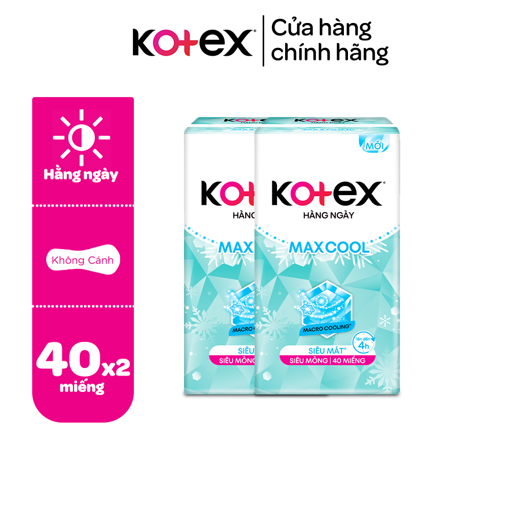 Combo 2 gói băng vệ sinh Kotex Maxcool hằng ngày kháng khuẩn 40 miếng