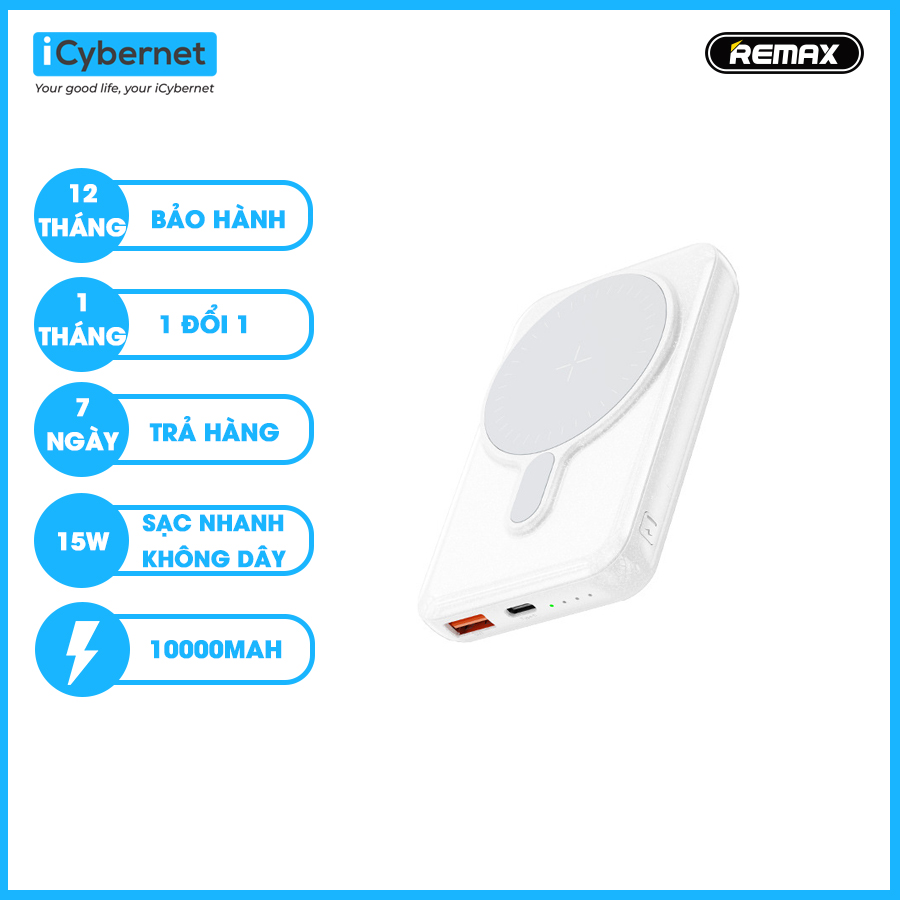 Sạc dự phòng không dây từ tính Remax RPP-85 kèm giá đỡ dung lượng 10000mAh - Hàng chính hãng